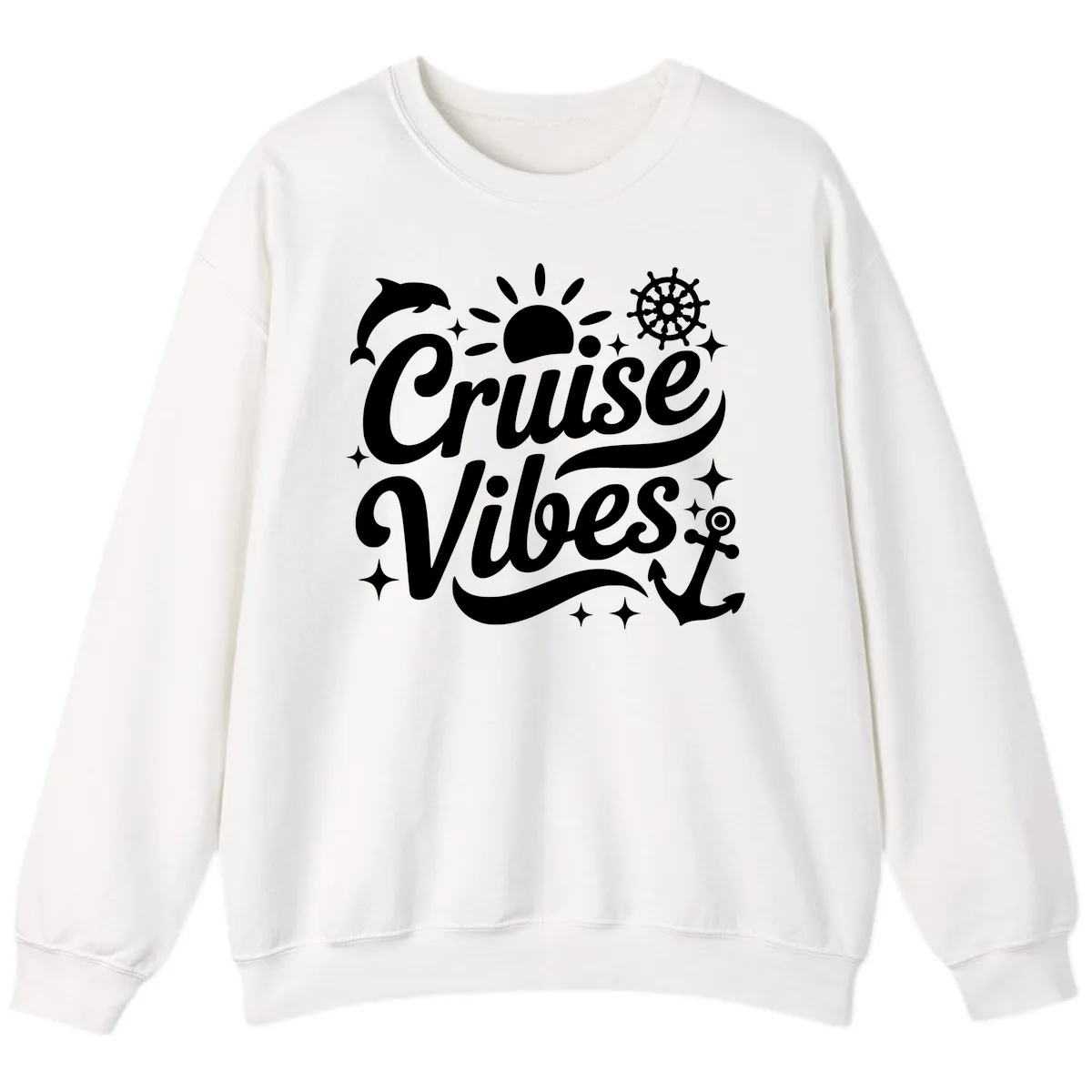 Cruise Vibes Tropical Vacation Design Sweatshirt in White