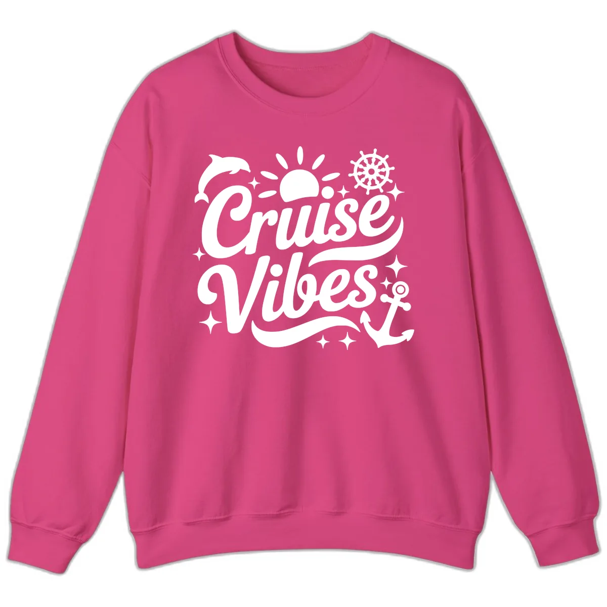 Cruise Vibes Tropical Vacation Design Sweatshirt in Heliconia