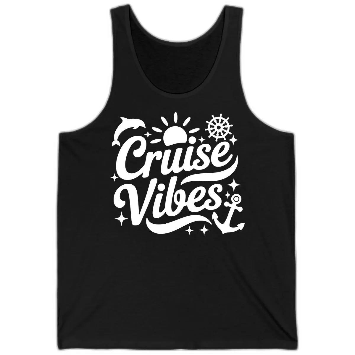 Cruise Vibes Tropical Vacation Design Tank in Black