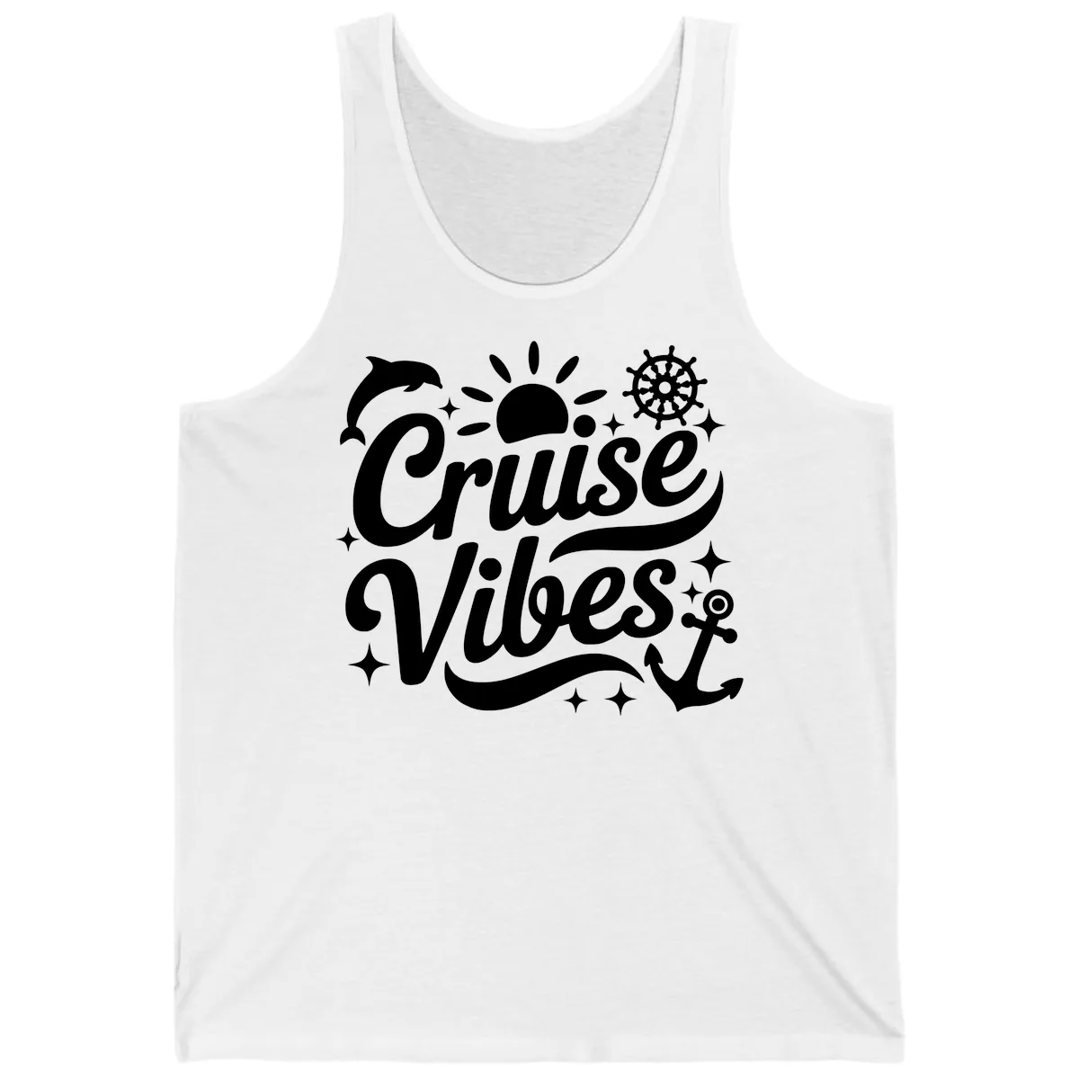Cruise Vibes Tropical Vacation Design Tank in White