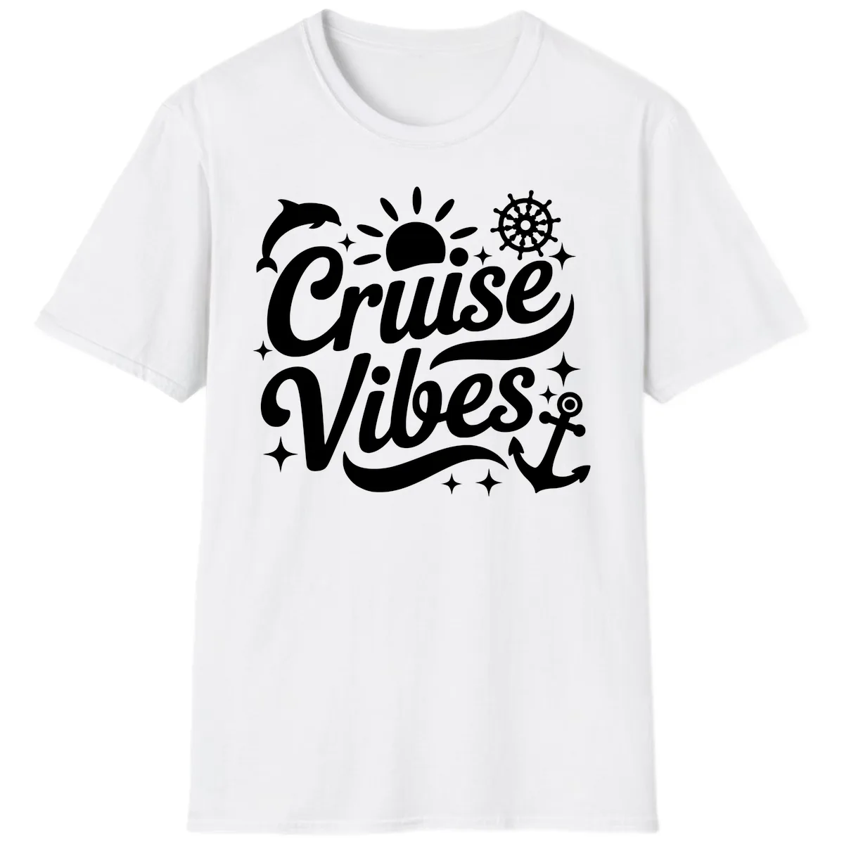Cruise Vibes Tropical Vacation Design T-Shirt in White