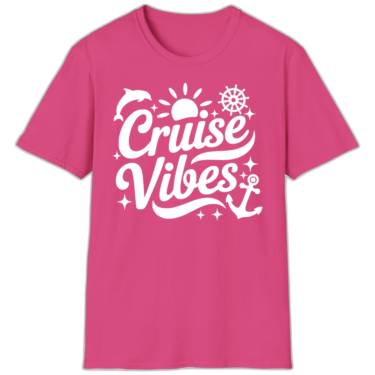 Cruise Vibes Tropical Vacation Design T-Shirt in Heliconia