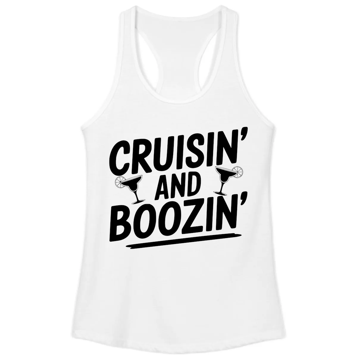 Cruisin' and Boozin' Margarita Design Ladies Tank in White