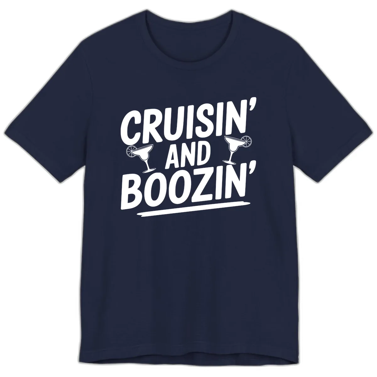 Cruisin' and Boozin' Margarita Design Premium T-Shirt in Navy