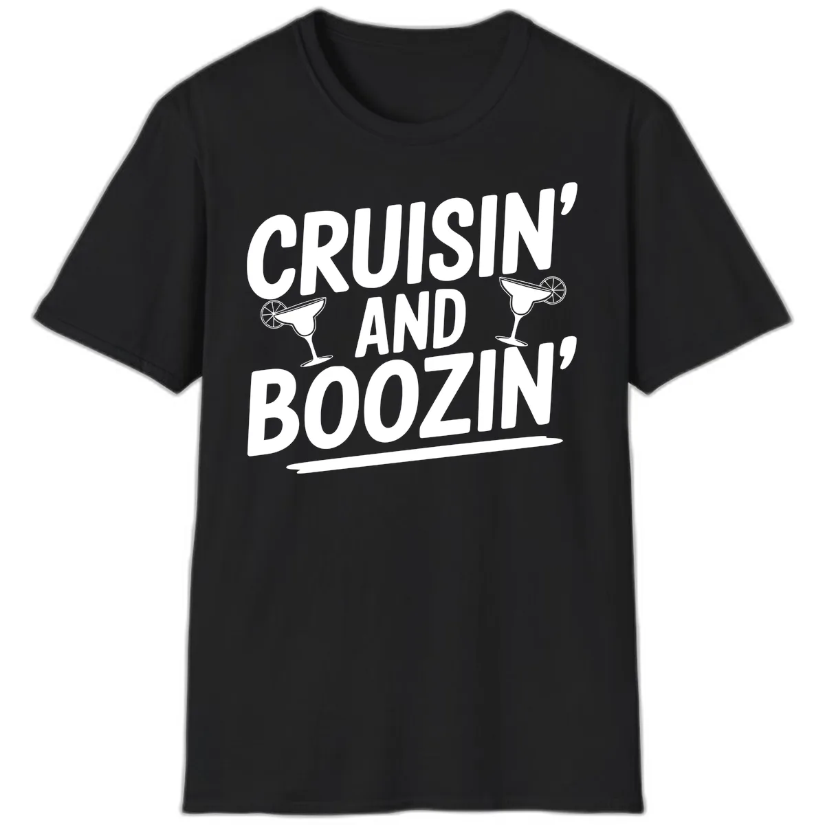 Cruisin' and Boozin' Margarita Design T-Shirt in Black