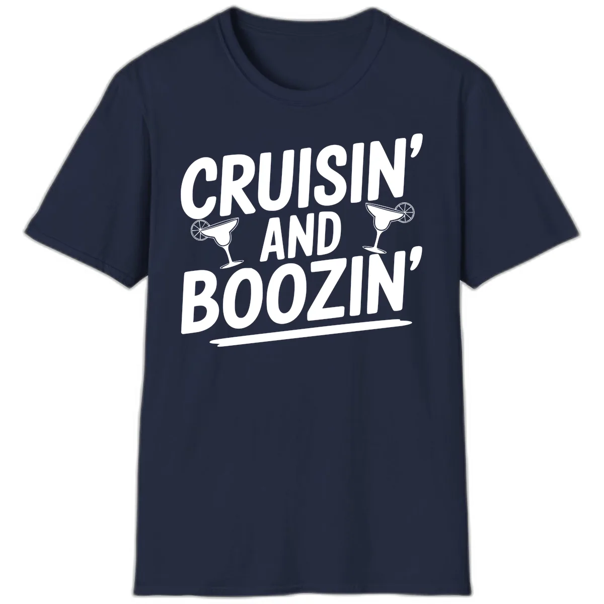 Cruisin' and Boozin' Margarita Design T-Shirt in Navy