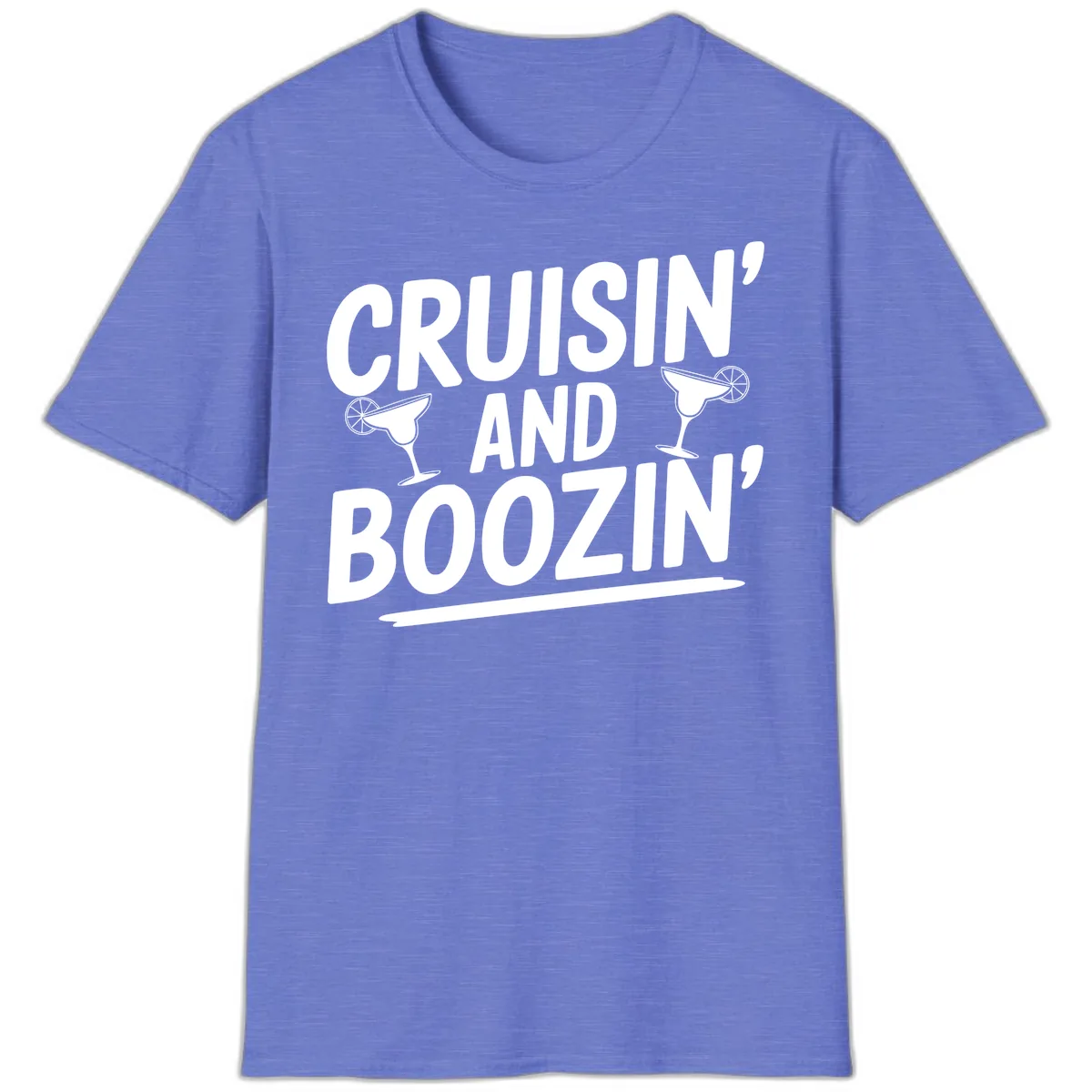 Cruisin' and Boozin' Margarita Design T-Shirt in Heather Royal