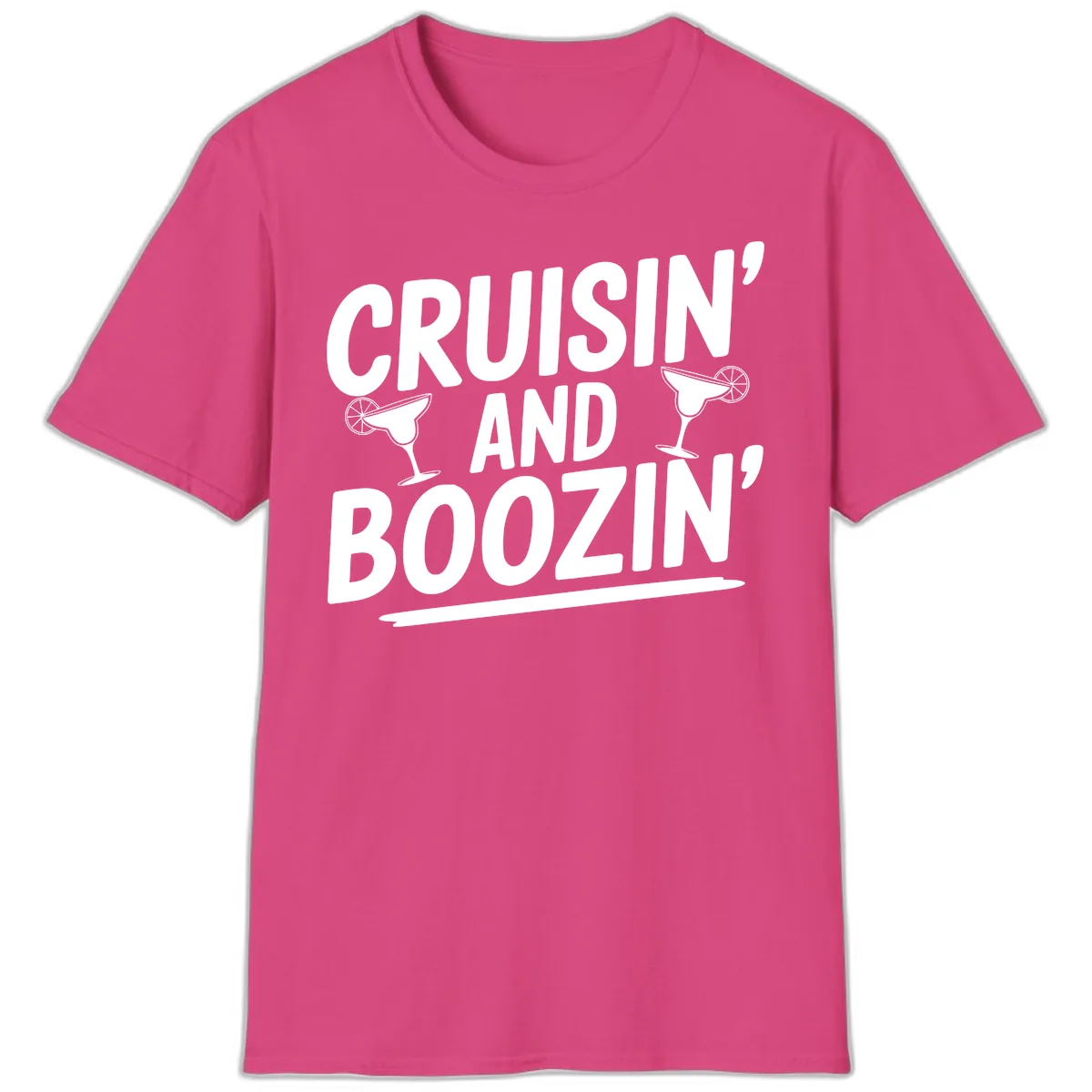 Cruisin' and Boozin' Margarita Design T-Shirt in Heliconia