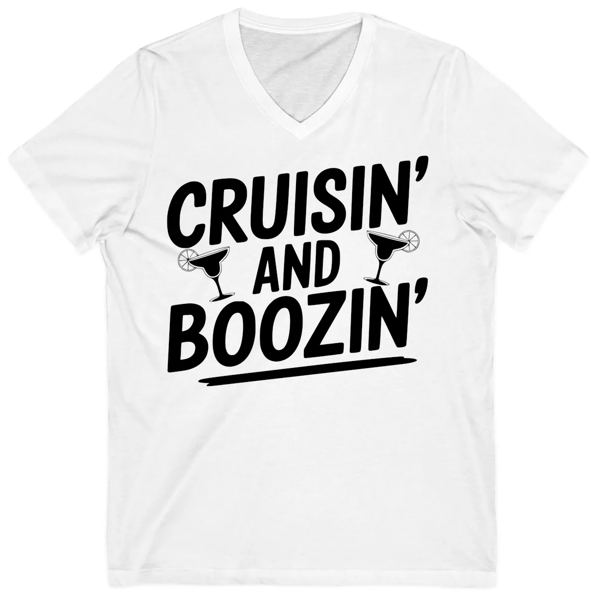 Cruisin' and Boozin' Margarita Design V-Neck in White