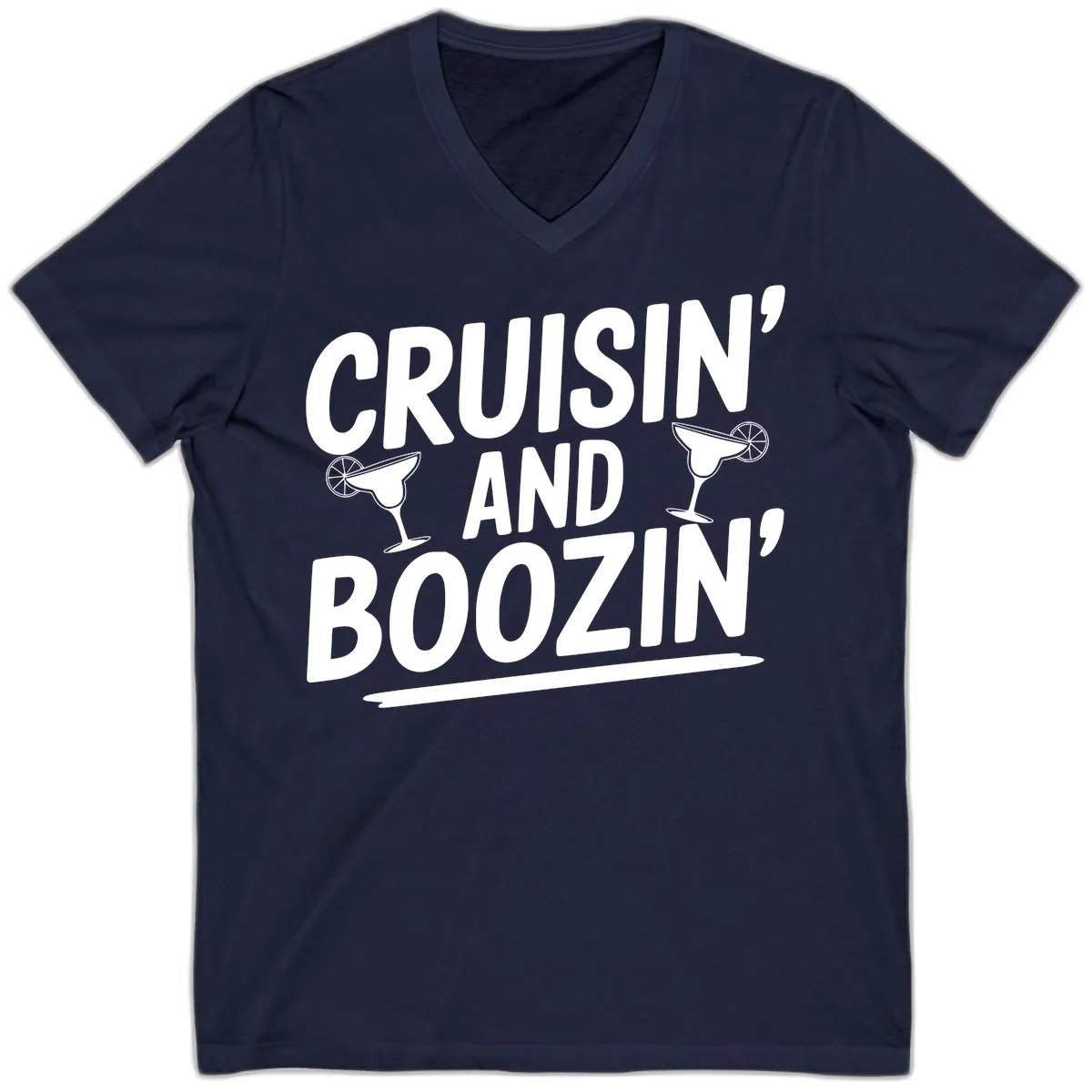 Cruisin' and Boozin' Margarita Design V-Neck in Navy