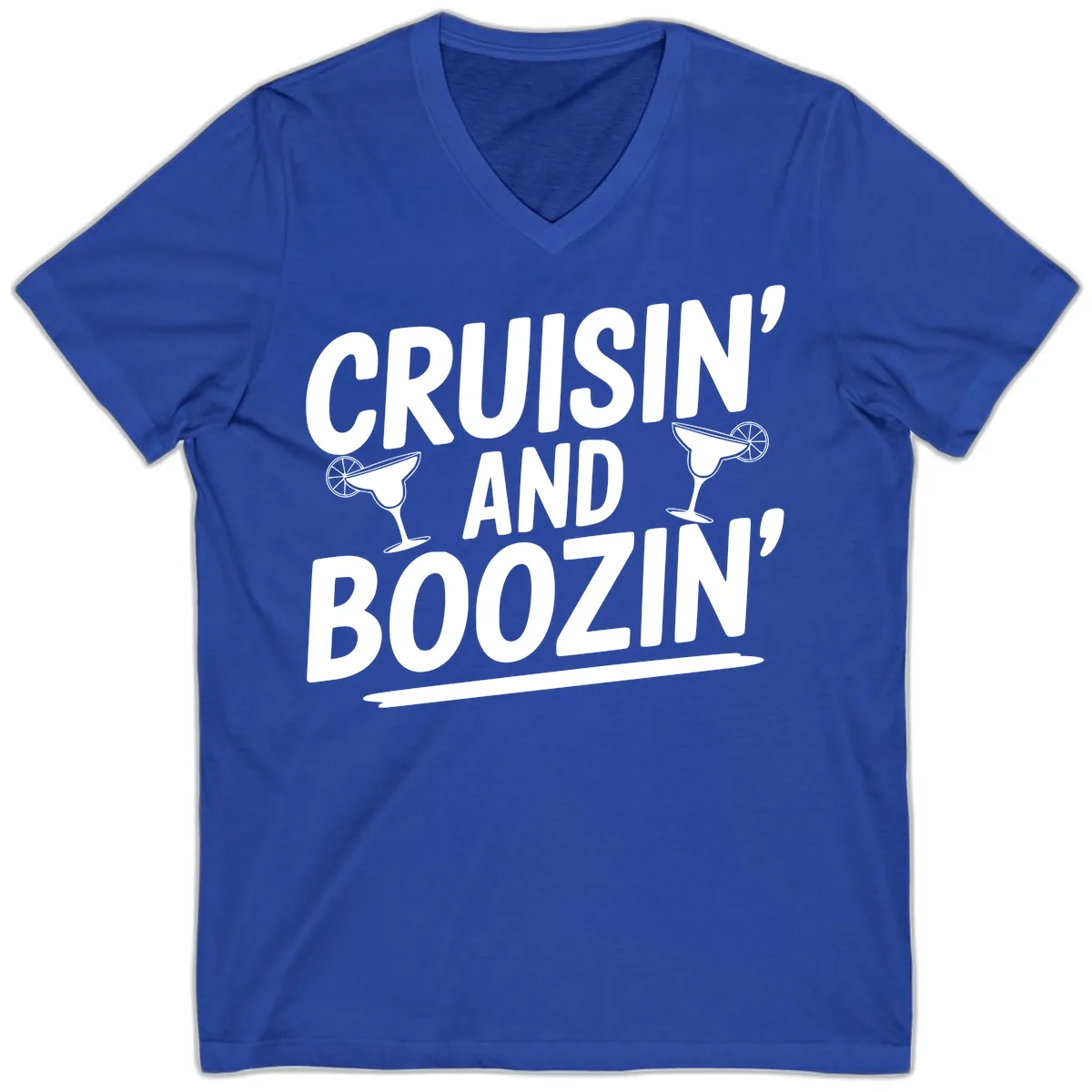 Cruisin' and Boozin' Margarita Design V-Neck in True Royal