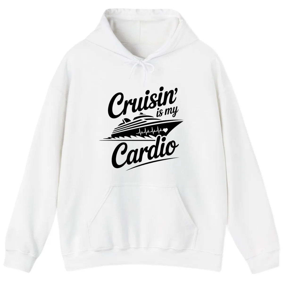 Cruisin Is My Cardio Design Hoodie in White