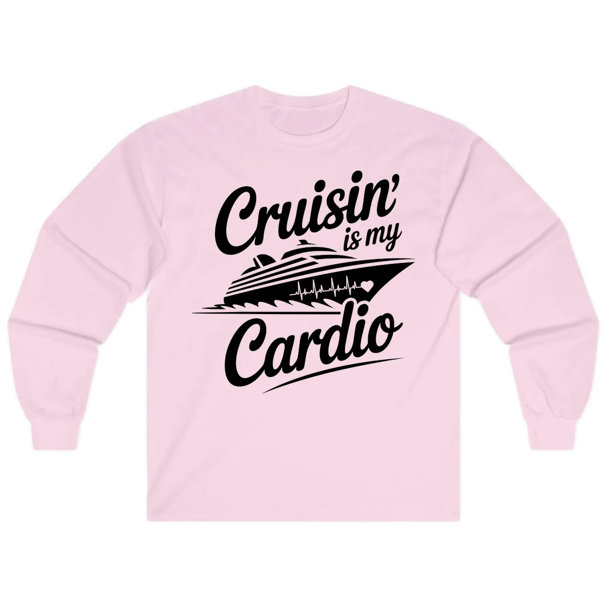 Cruisin Is My Cardio Design Long Sleeve in Light Pink