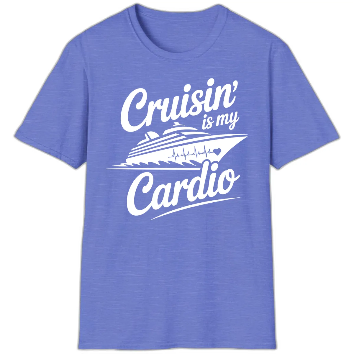 Cruisin Is My Cardio Design T-Shirt in Heather Royal