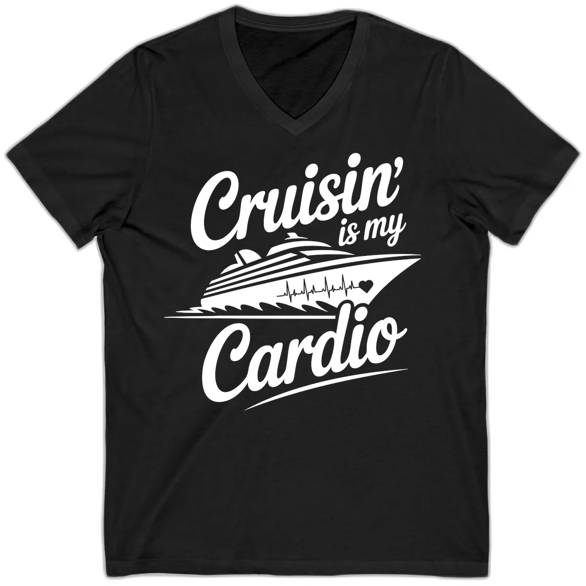 Cruisin Is My Cardio Design V-Neck in Black