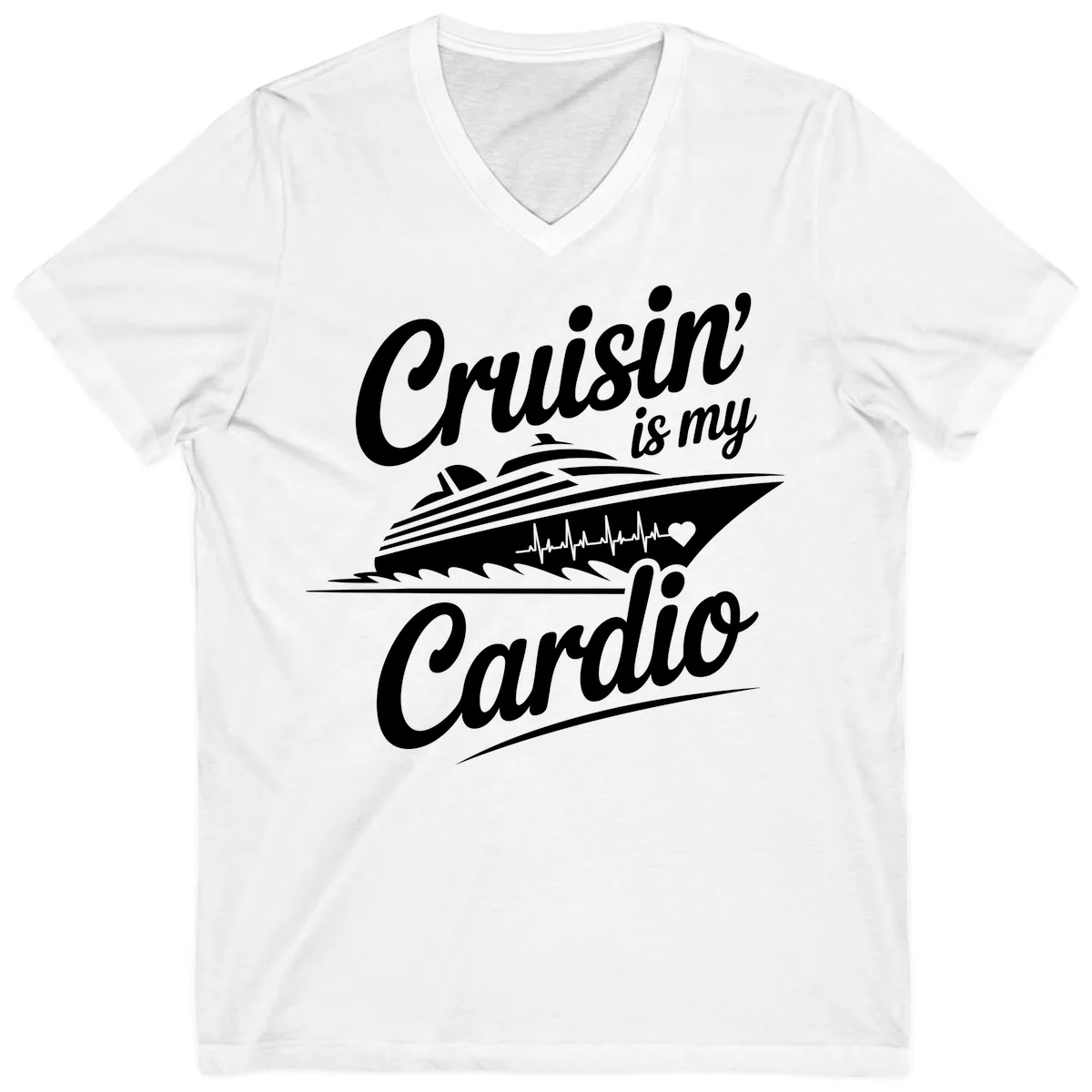 Cruisin Is My Cardio Design V-Neck in White