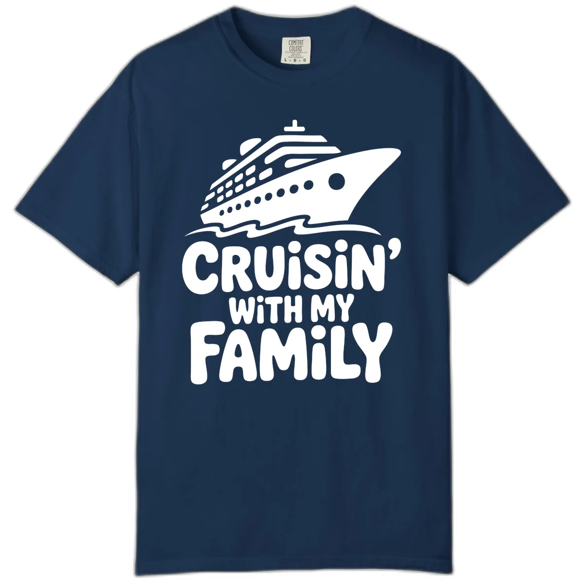 Cruisin' With My Family Cruise Ship Comfort Color in Navy