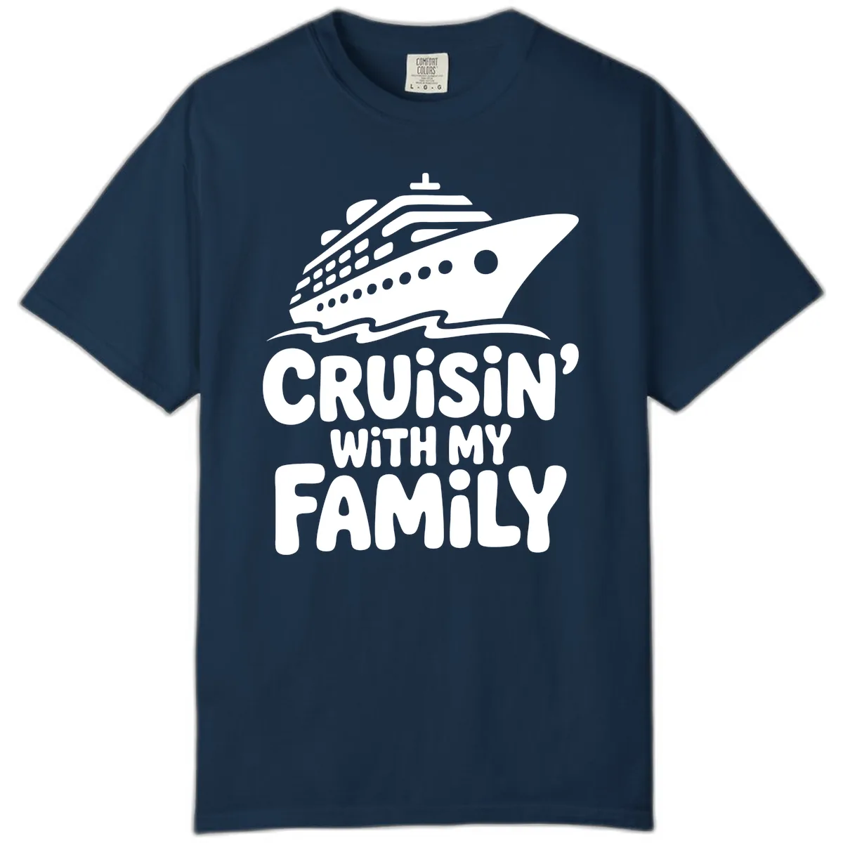 Cruisin' With My Family Cruise Ship Comfort Color in True Navy