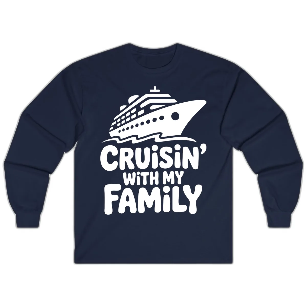 Cruisin' With My Family Cruise Ship Long Sleeve in Navy