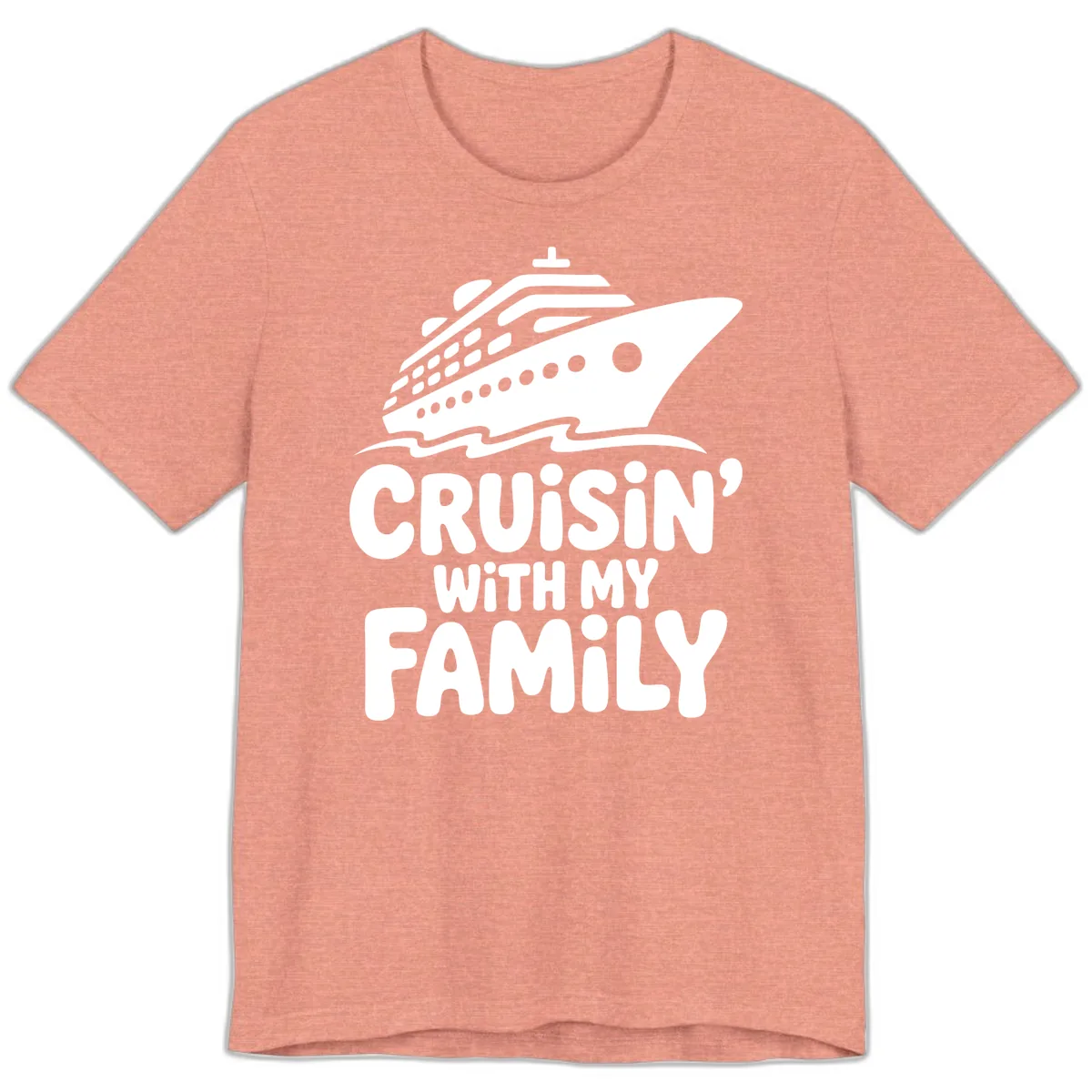 Cruisin' With My Family Cruise Ship Premium T-Shirt in Heather Sunset