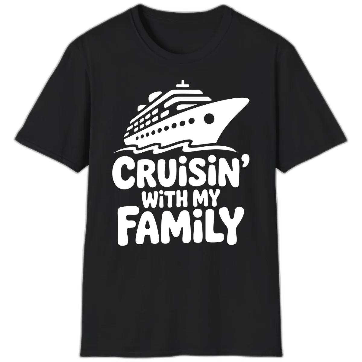 Cruisin' With My Family Cruise Ship T-Shirt in Black