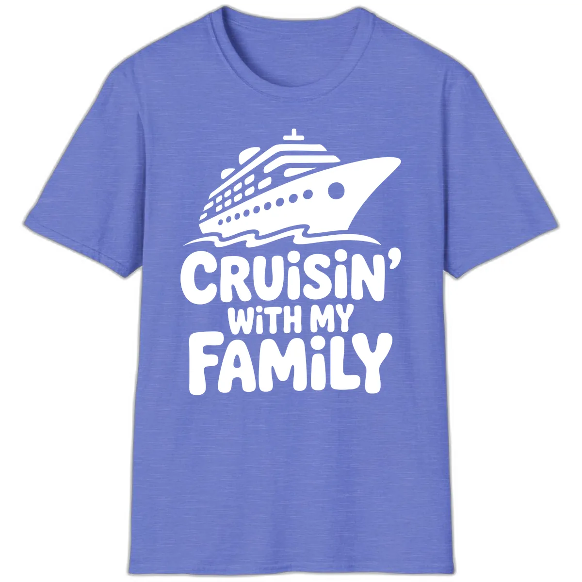 Cruisin' With My Family Cruise Ship T-Shirt in Heather Royal