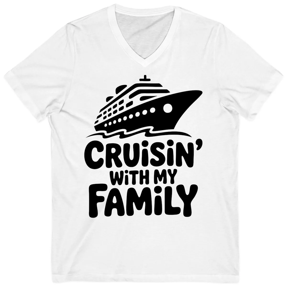 Cruisin' With My Family Cruise Ship V-Neck in White