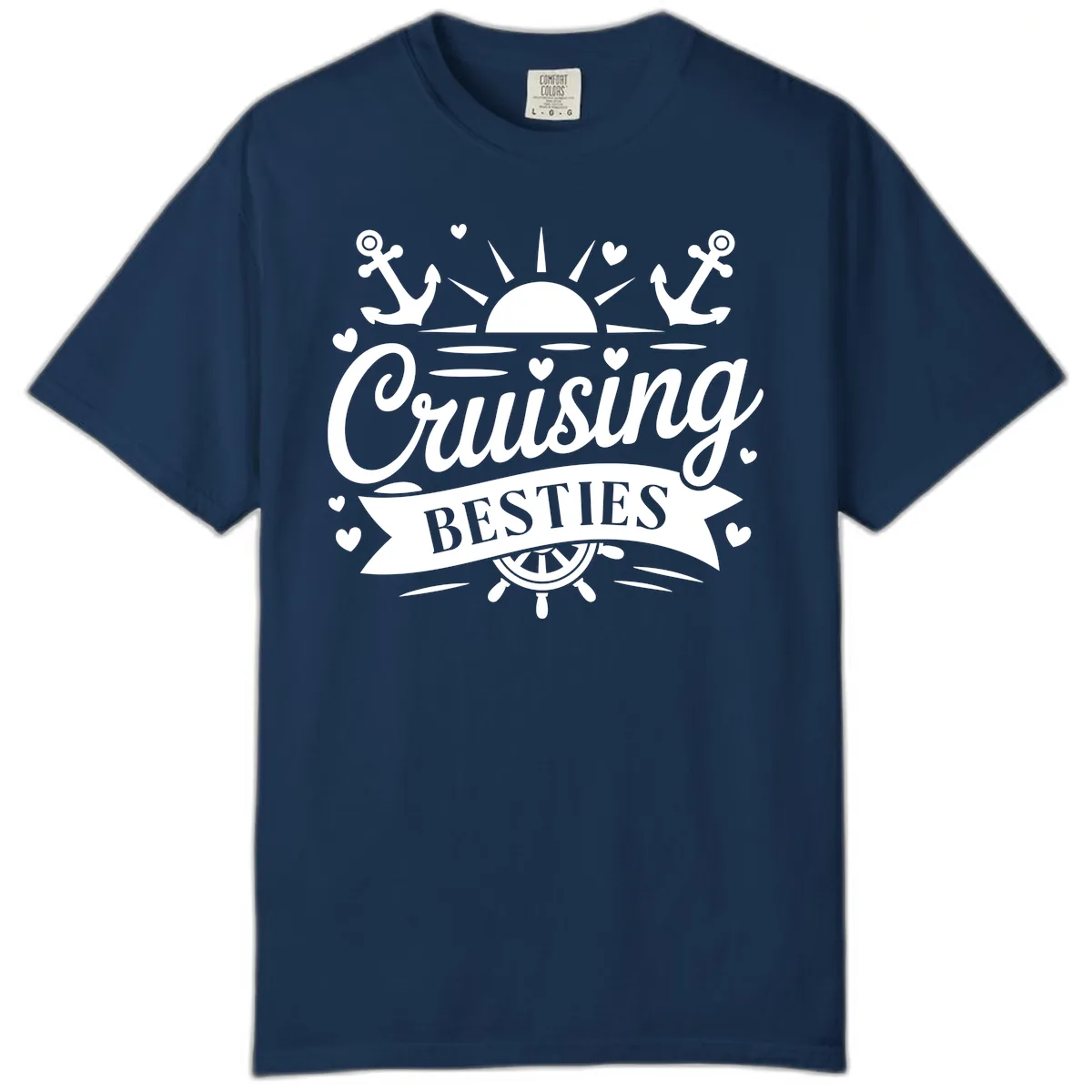 Cruising Besties Vacation Vibes Comfort Color in Navy
