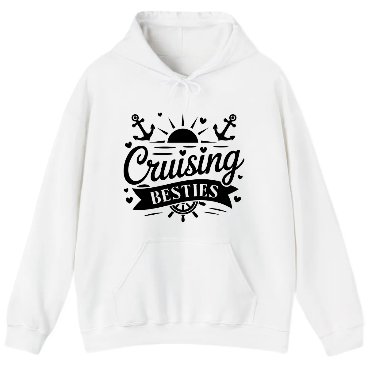 Cruising Besties Vacation Vibes Hoodie in White