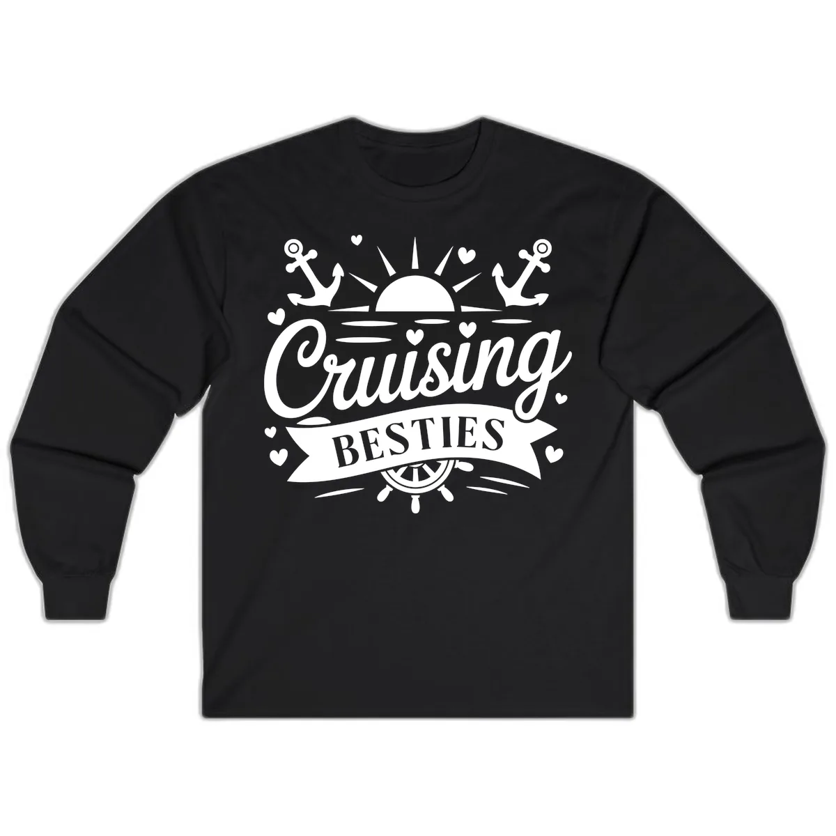 Cruising Besties Vacation Vibes Long Sleeve in Black