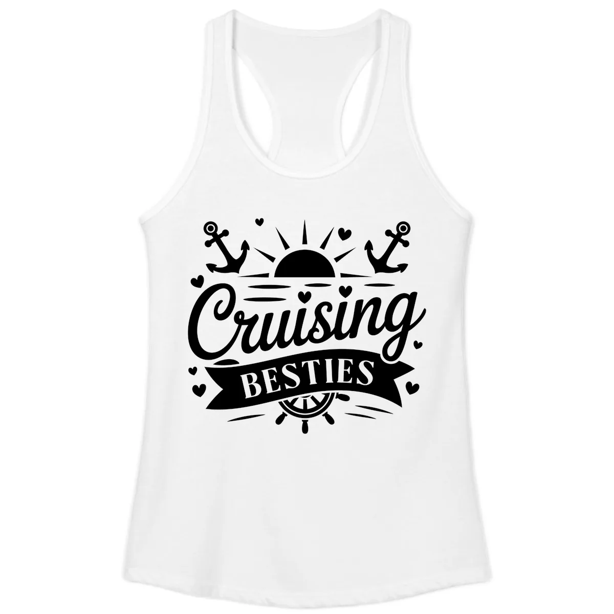 Cruising Besties Vacation Vibes Ladies Tank in White