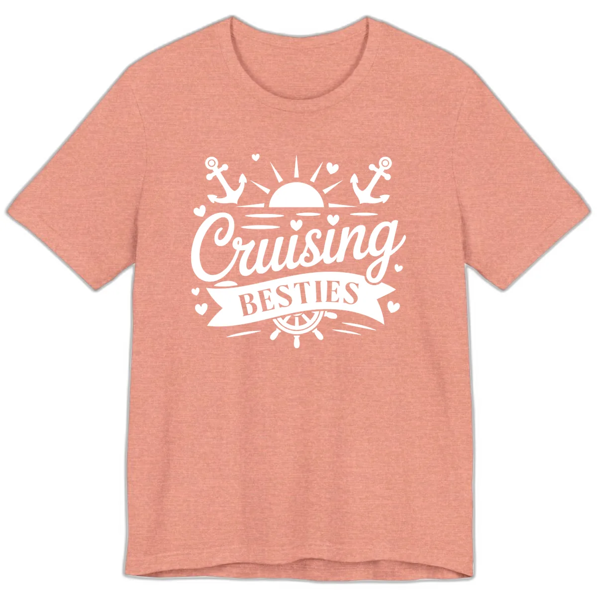 Cruising Besties Vacation Vibes Premium T-Shirt in Heather Sunset