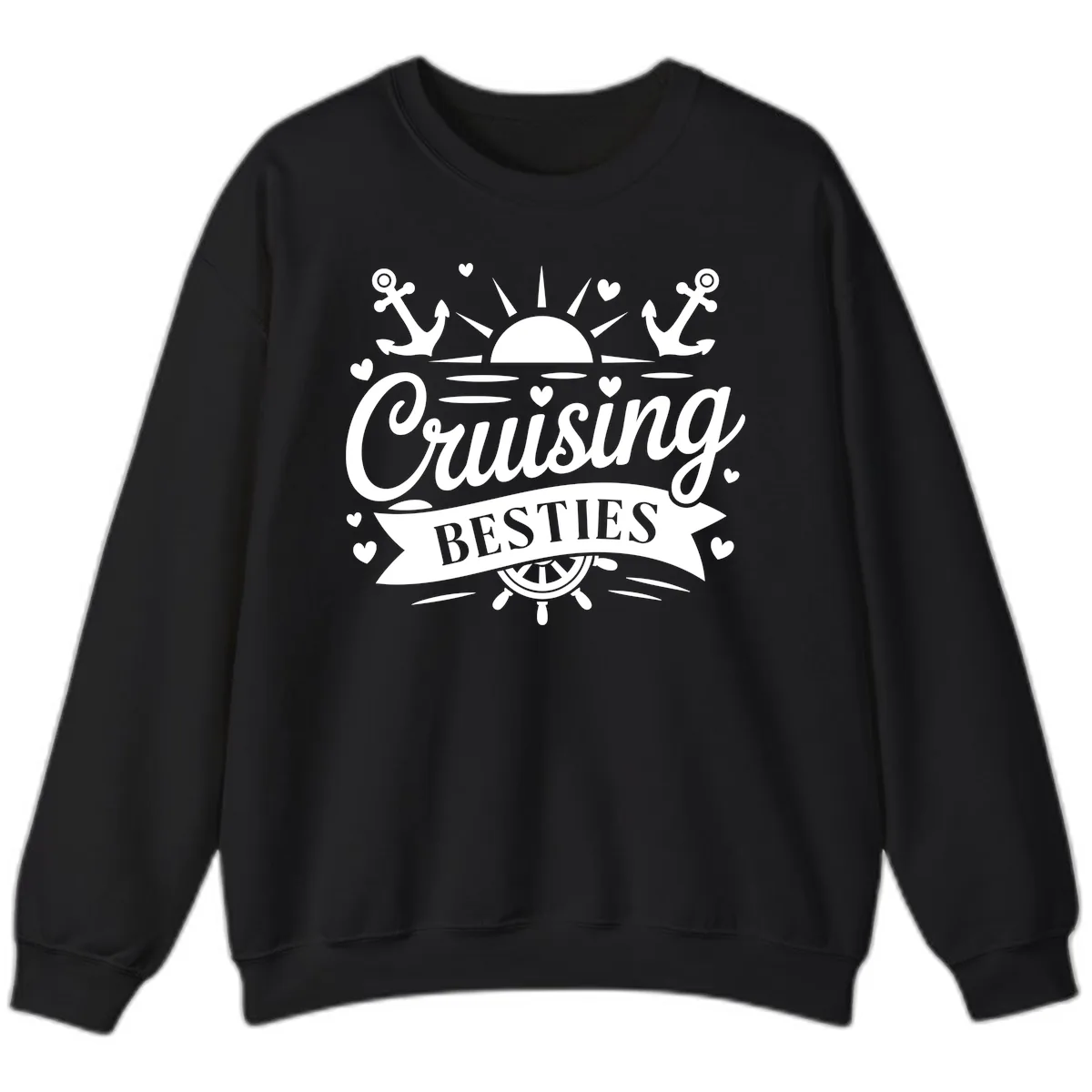 Cruising Besties Vacation Vibes Sweatshirt in Black