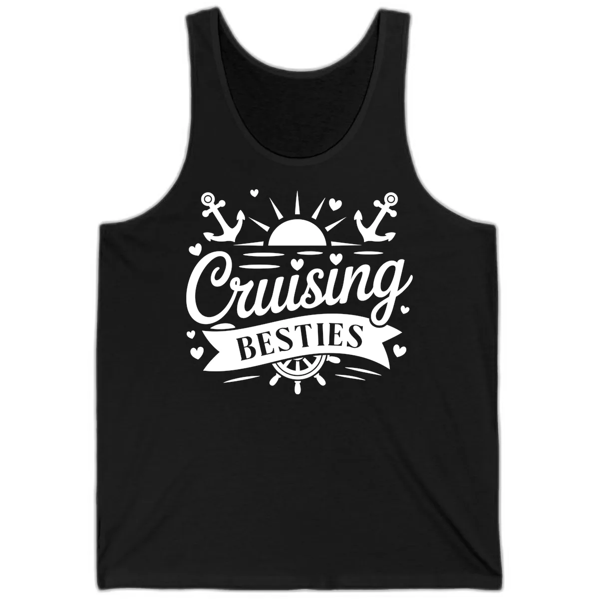 Cruising Besties Vacation Vibes Tank in Black