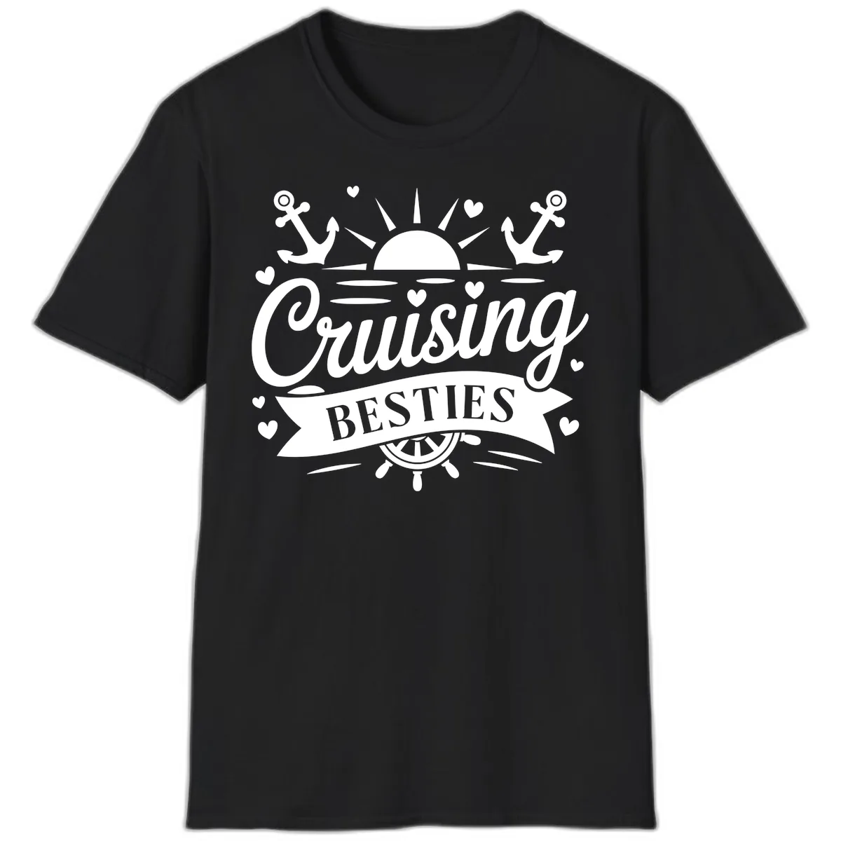 Cruising Besties Vacation Vibes T-Shirt in Black