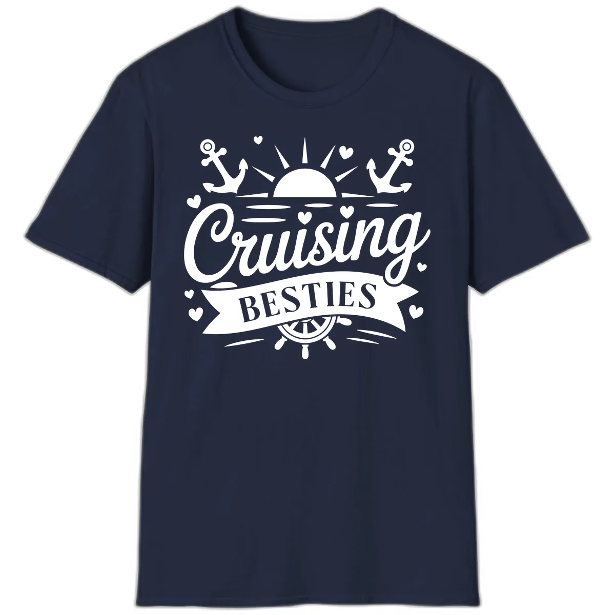 Cruising Besties Vacation Vibes T-Shirt in Navy