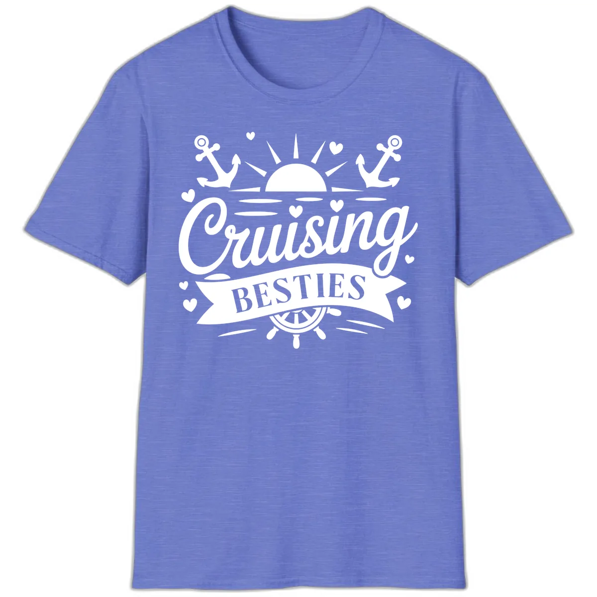 Cruising Besties Vacation Vibes T-Shirt in Heather Royal