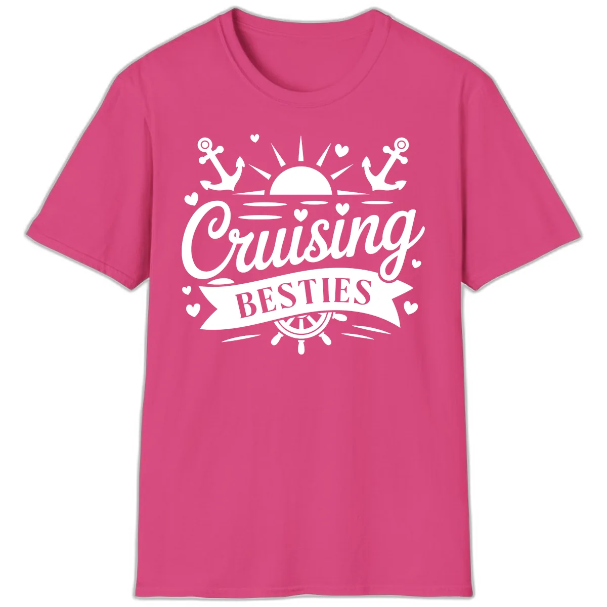 Cruising Besties Vacation Vibes T-Shirt in Heliconia