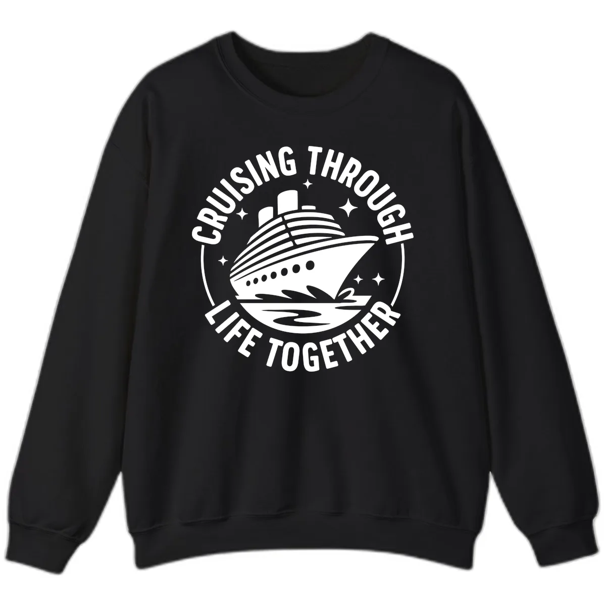 Cruising Through Life Together Design Sweatshirt in Black