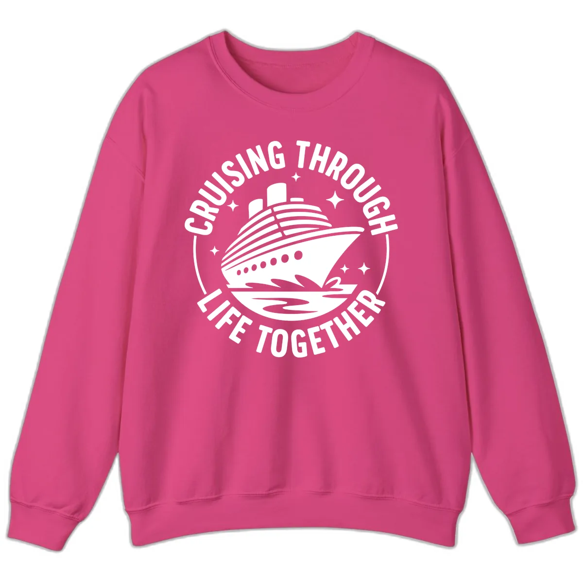 Cruising Through Life Together Design Sweatshirt in Heliconia