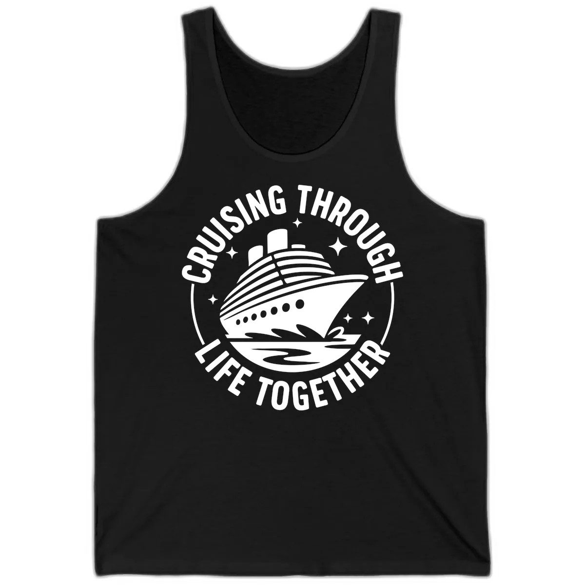 Cruising Through Life Together Design Tank in Black