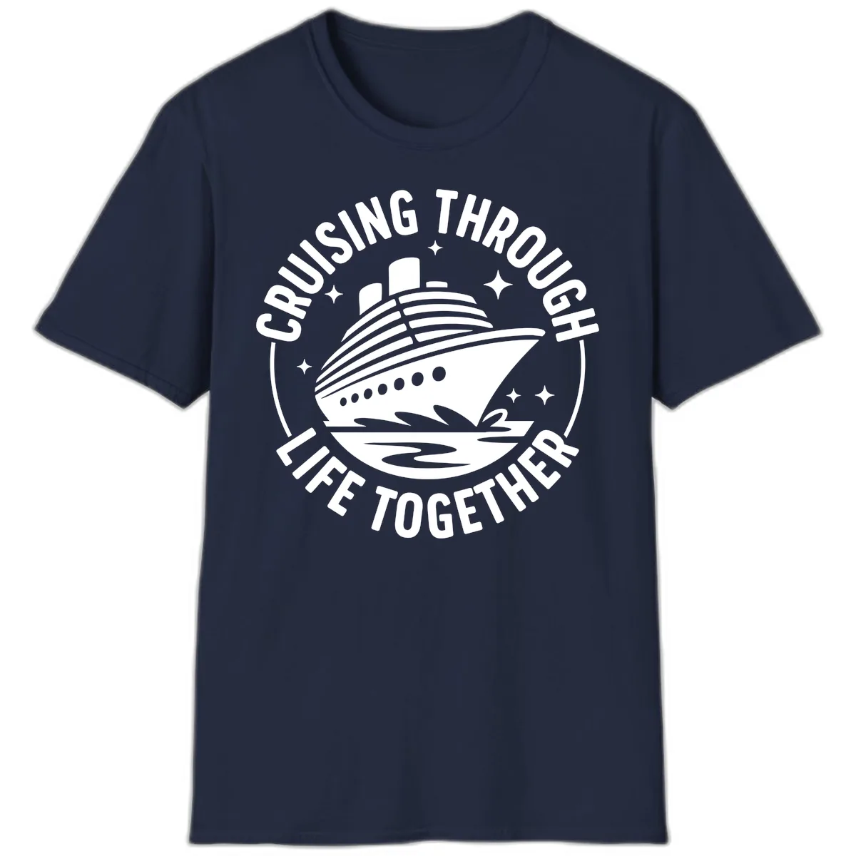 Cruising Through Life Together Design T-Shirt in Navy