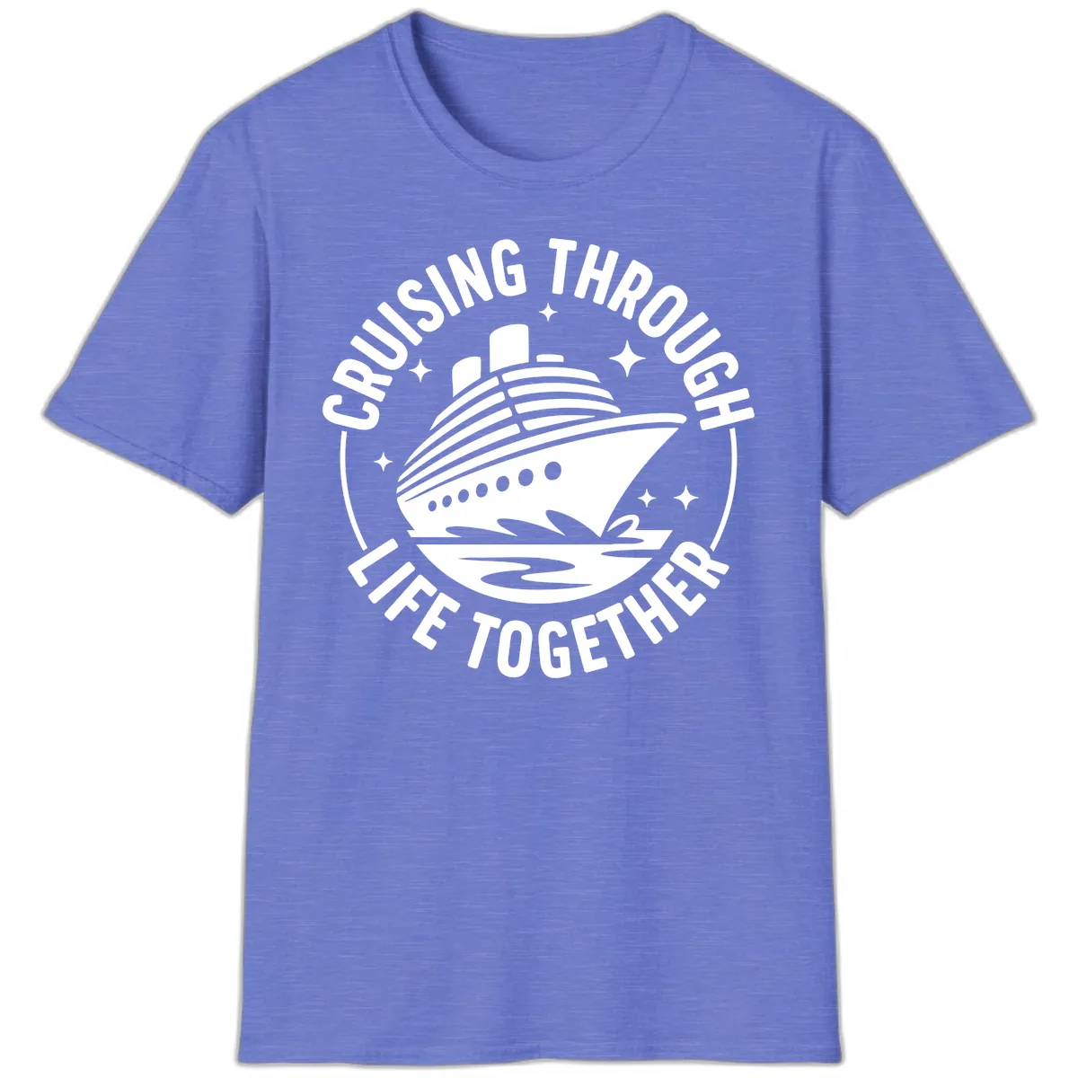 Cruising Through Life Together Design T-Shirt in Heather Royal