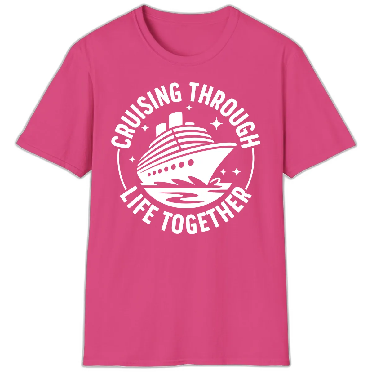 Cruising Through Life Together Design T-Shirt in Heliconia