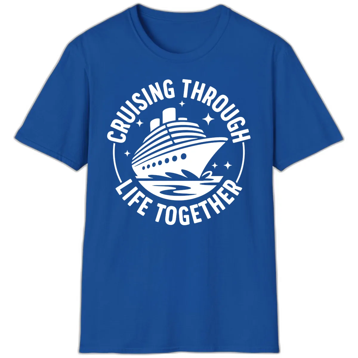 Cruising Through Life Together Design T-Shirt in Royal
