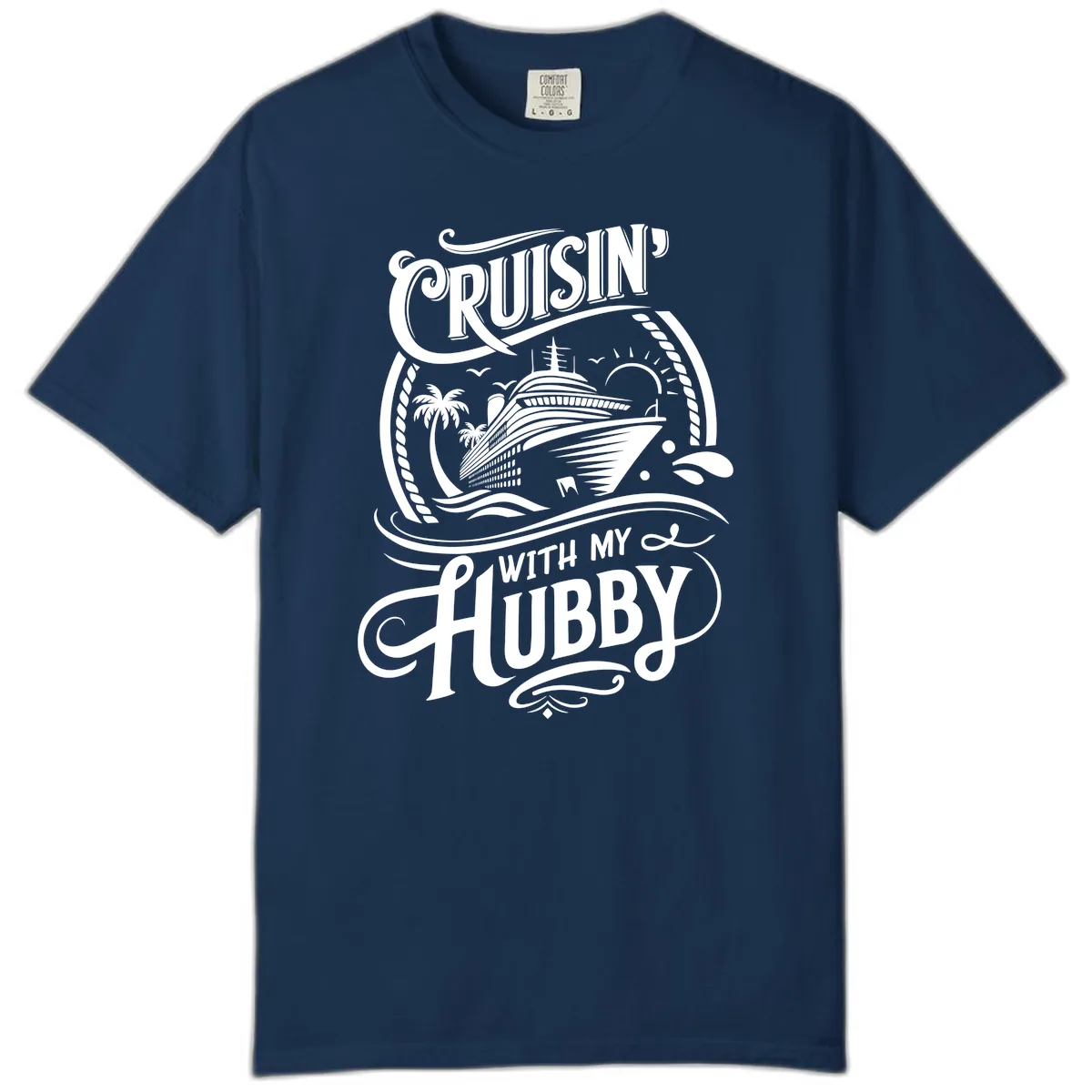 Cruisin With My Hubby Cruise Design Comfort Color in Navy
