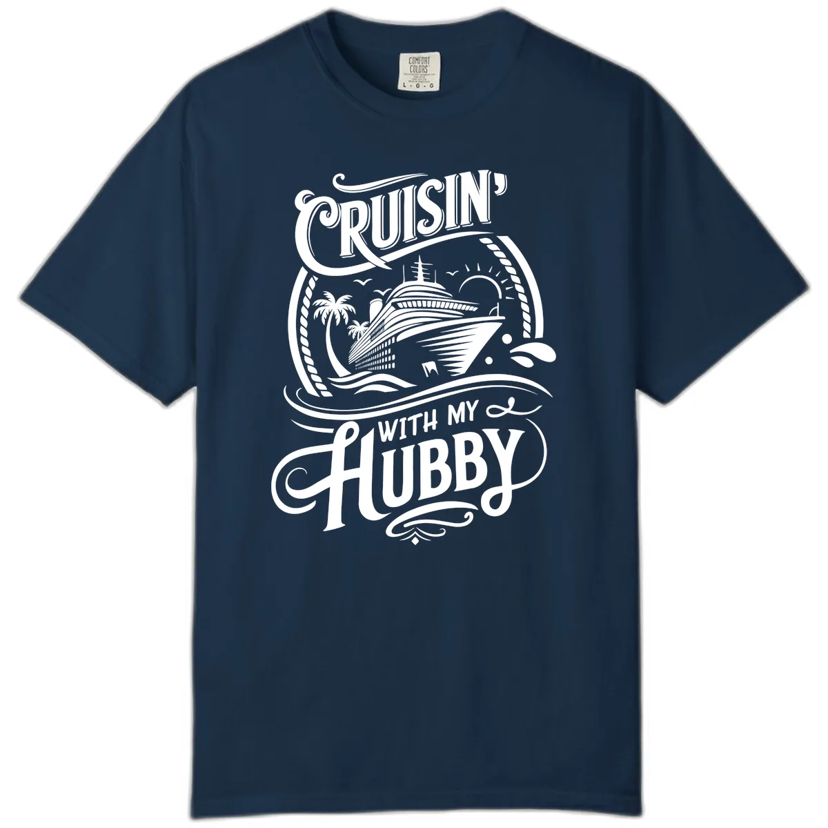 Cruisin With My Hubby Cruise Design Comfort Color in True Navy
