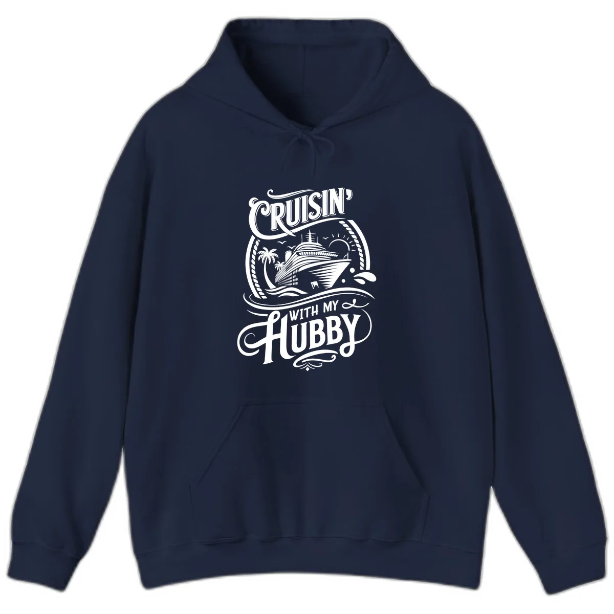 Cruisin With My Hubby Cruise Design Hoodie in Navy