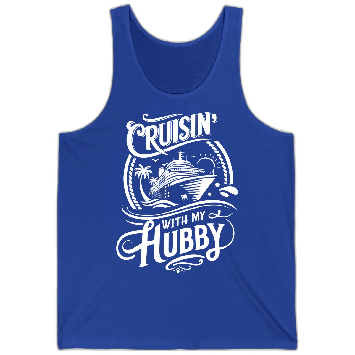 Cruisin With My Hubby Cruise Design Tank in True Royal