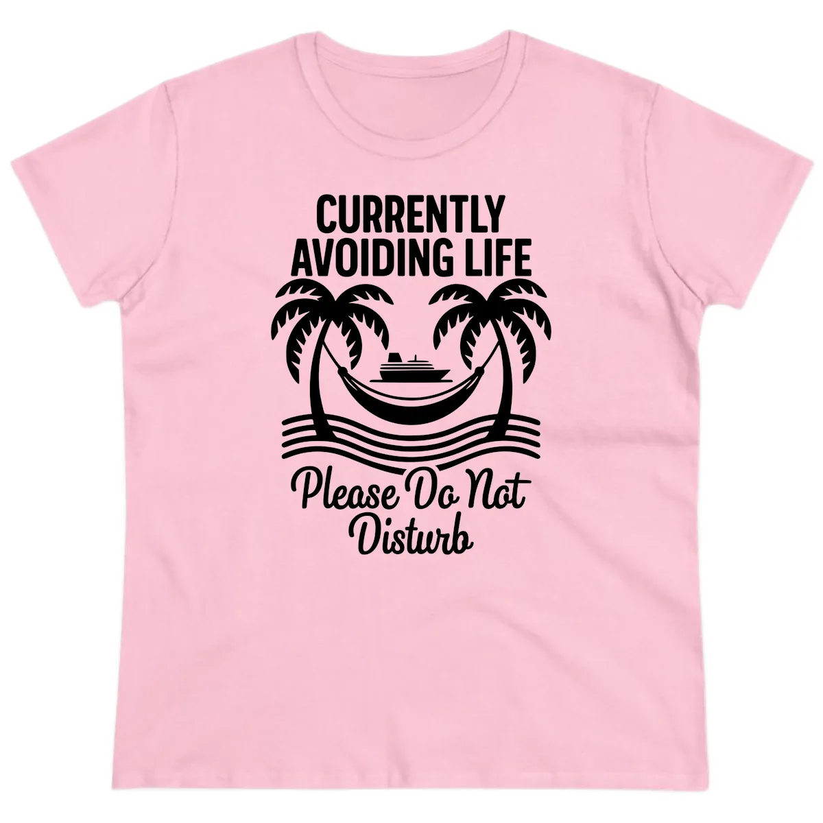 Currently Avoiding Life Cruise Ladies Tee in Light Pink
